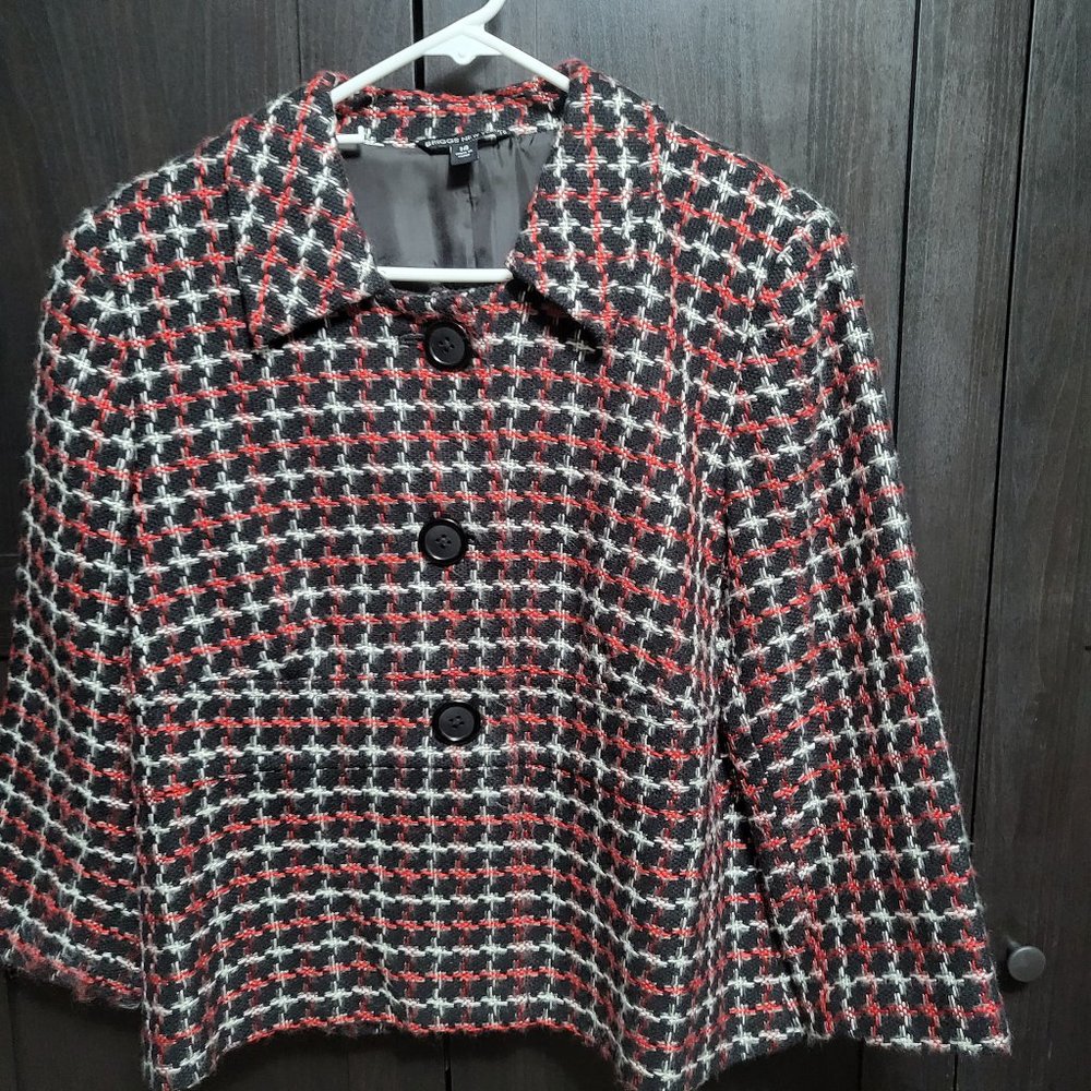 Briggs Red/Black/White Houdstooth Coat Size 14